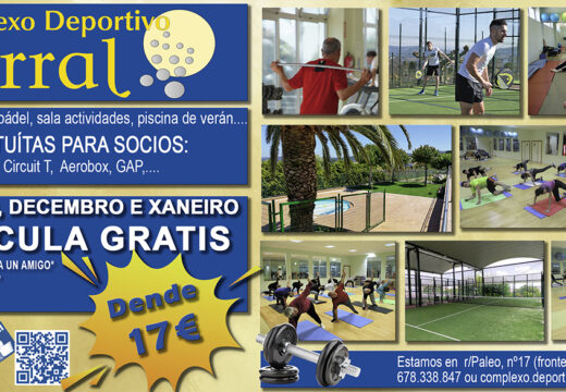 A matrícula non Complexo Deportivo de Carral será gratuíta entre vos meses de novembro e xaneiro